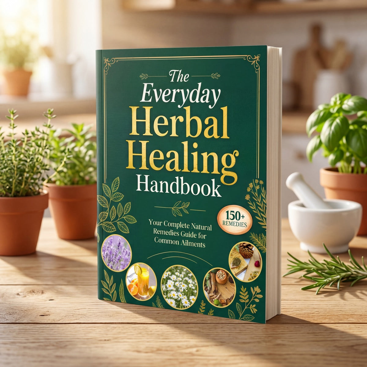 The Everyday Herbal Healing Handbook - Flat lay with herbs